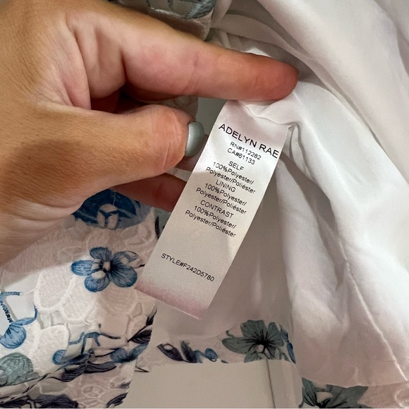 Blue/White Embroidered One Shoulder Mini Dress - Picture 5 of 9